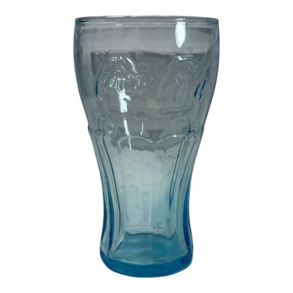 Coca-Cola Embossed Blue Glass Tumbler 16 Oz Vintage Style Drinkware - Picture 3 of 6